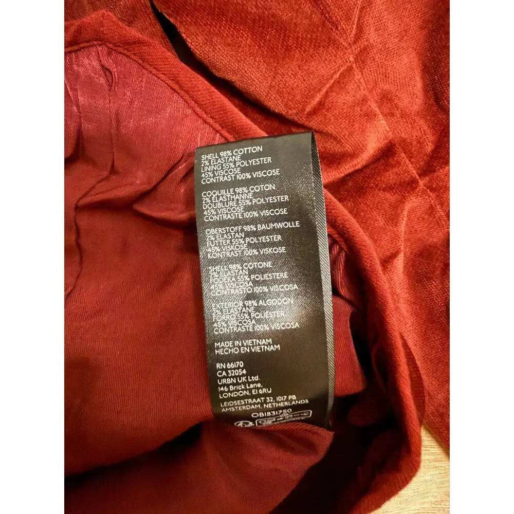 free people becky velvet jacket in garnet grotto burgundy red women size medium
